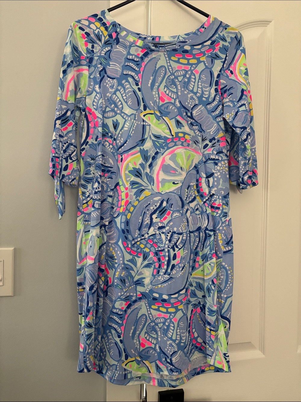 Lilly Pulitzer Blue Multi Palm-Print Shift Dress - Picture 1 of 3